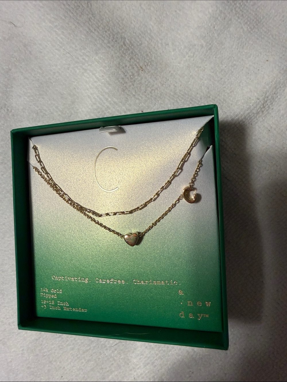 a new day Gold Double Heart Layered Necklace